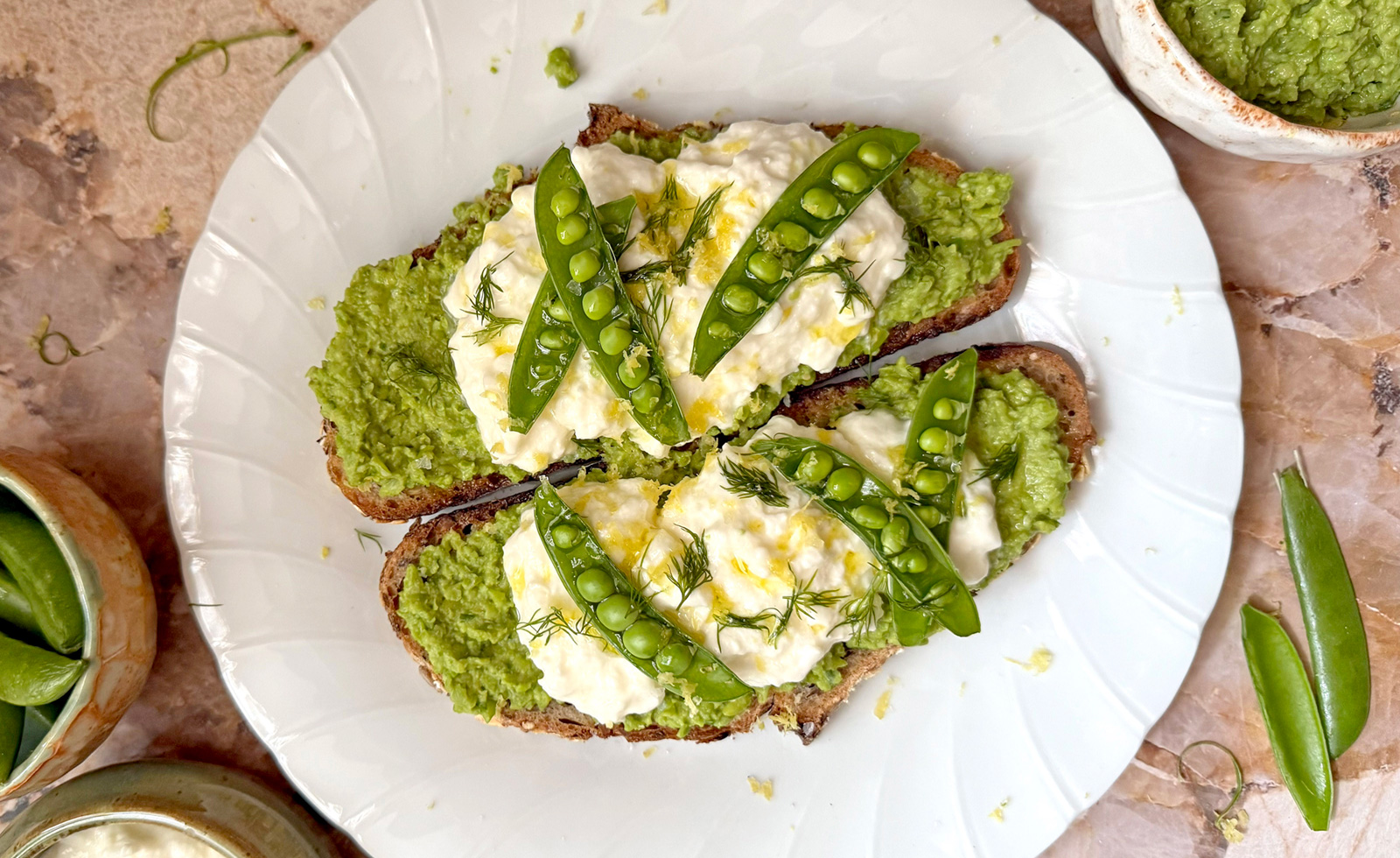 spring pea & burrata toast