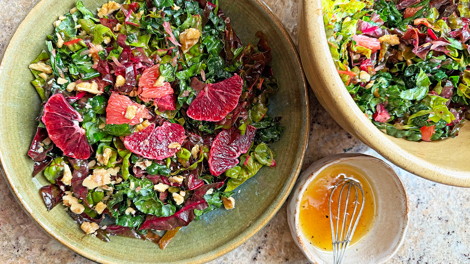 citrus, kale & rainbow chard salad