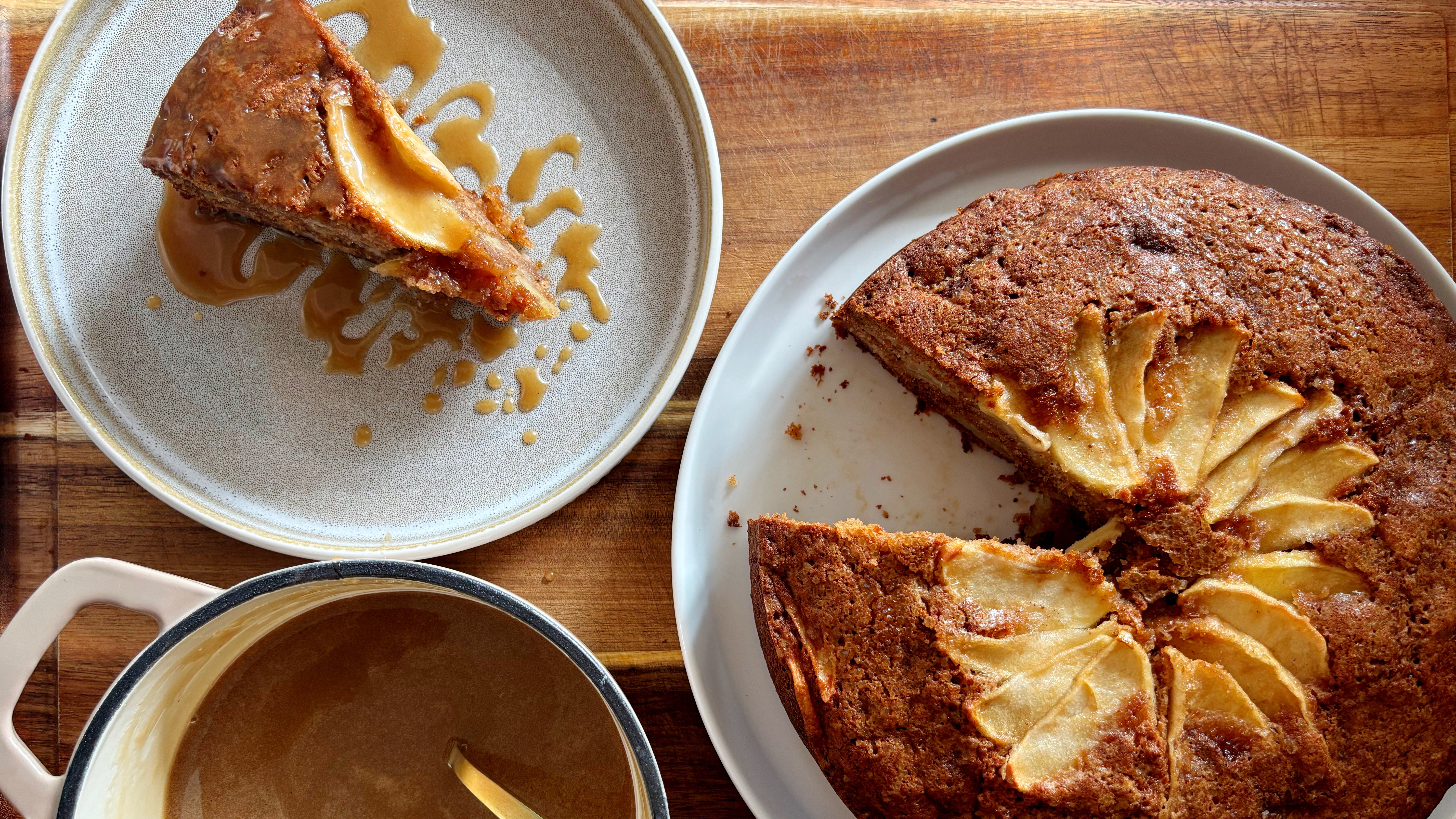 apple cake with caramel drizzle