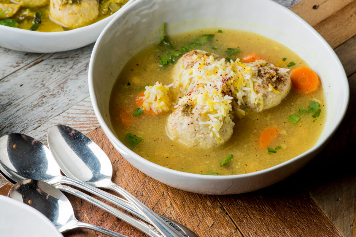 smoky moroccan inspired matzo ball broth