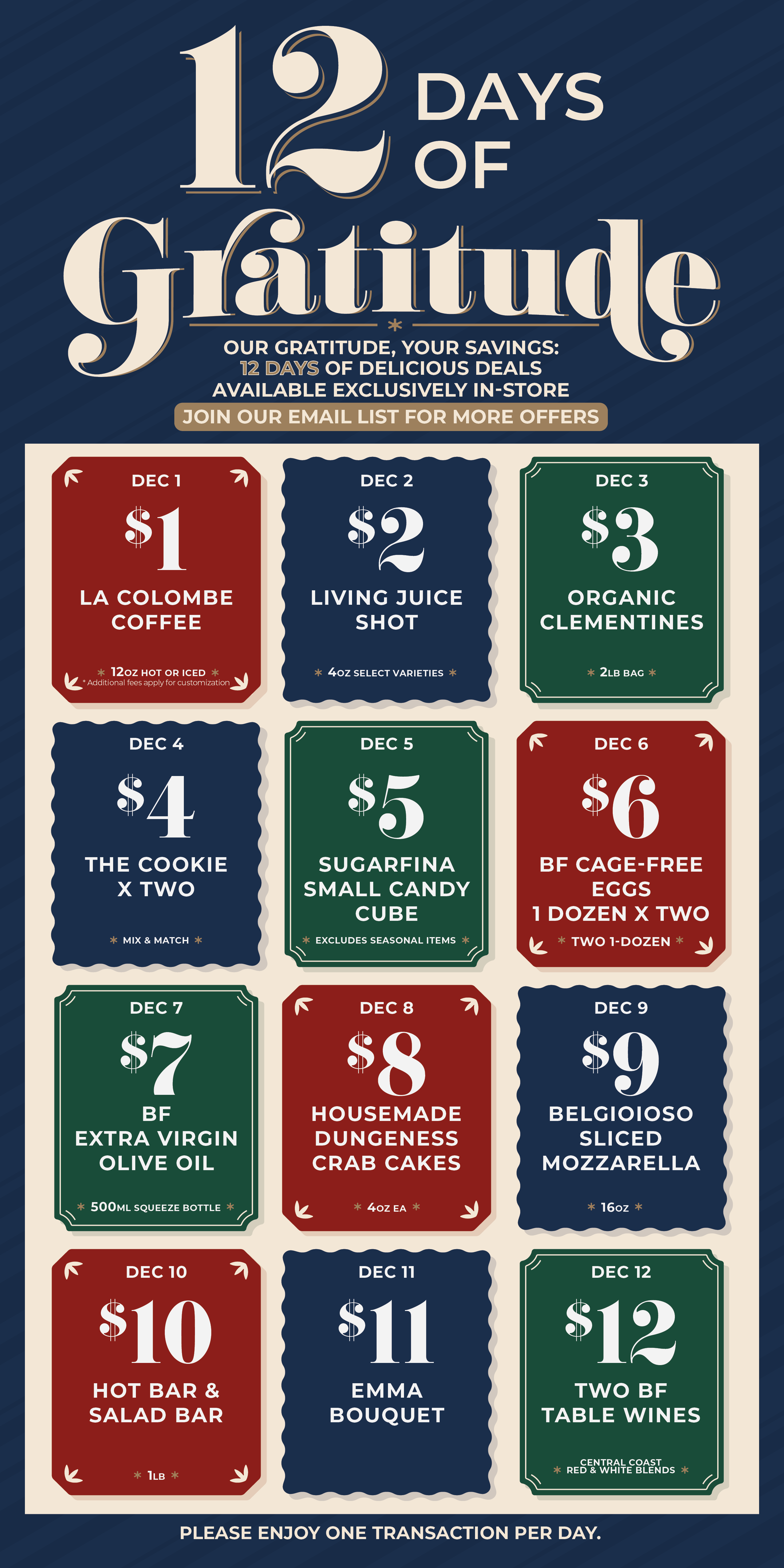 12 days of gratitude calendar