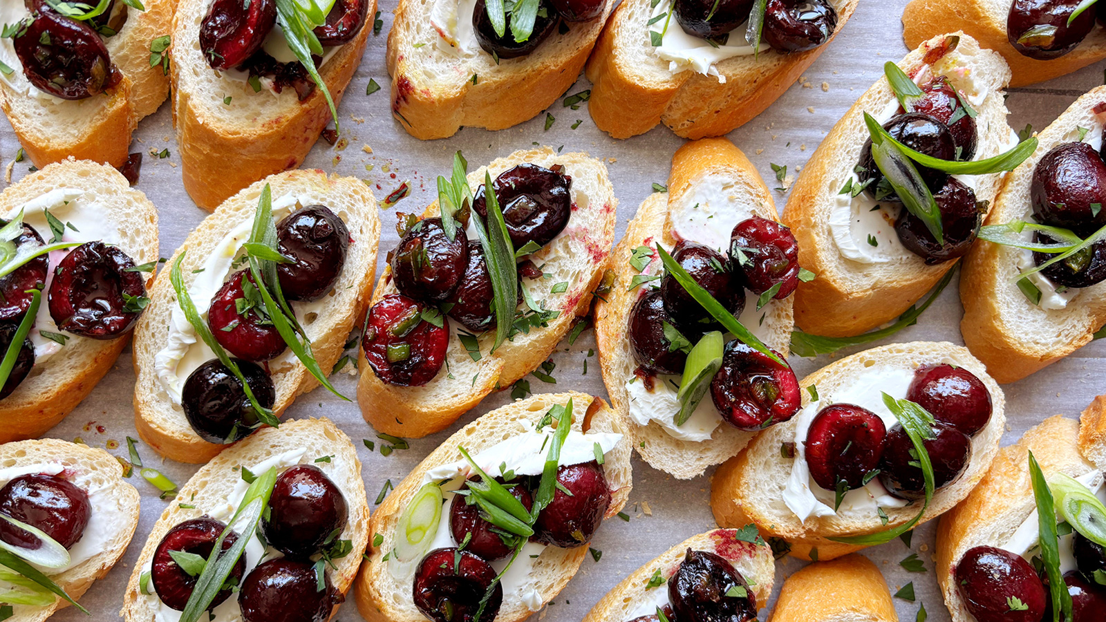 roasted cherry crostinis