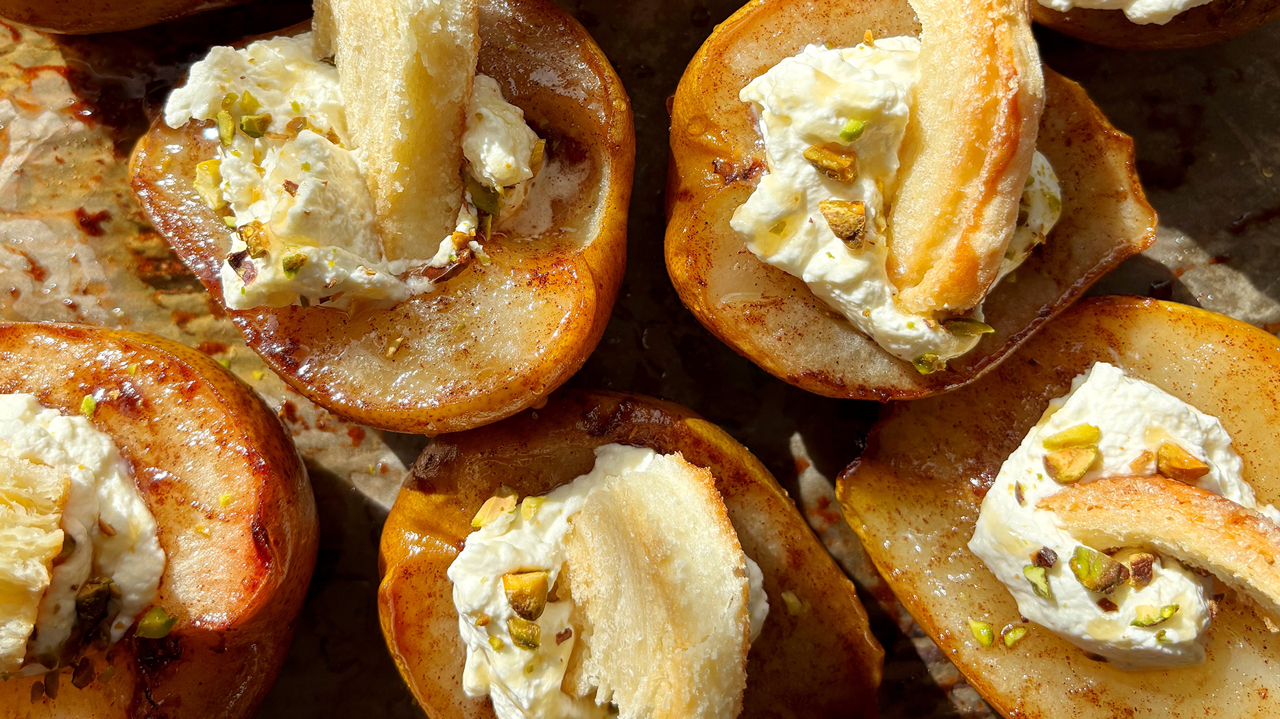 brown butter pears with chantilly cream