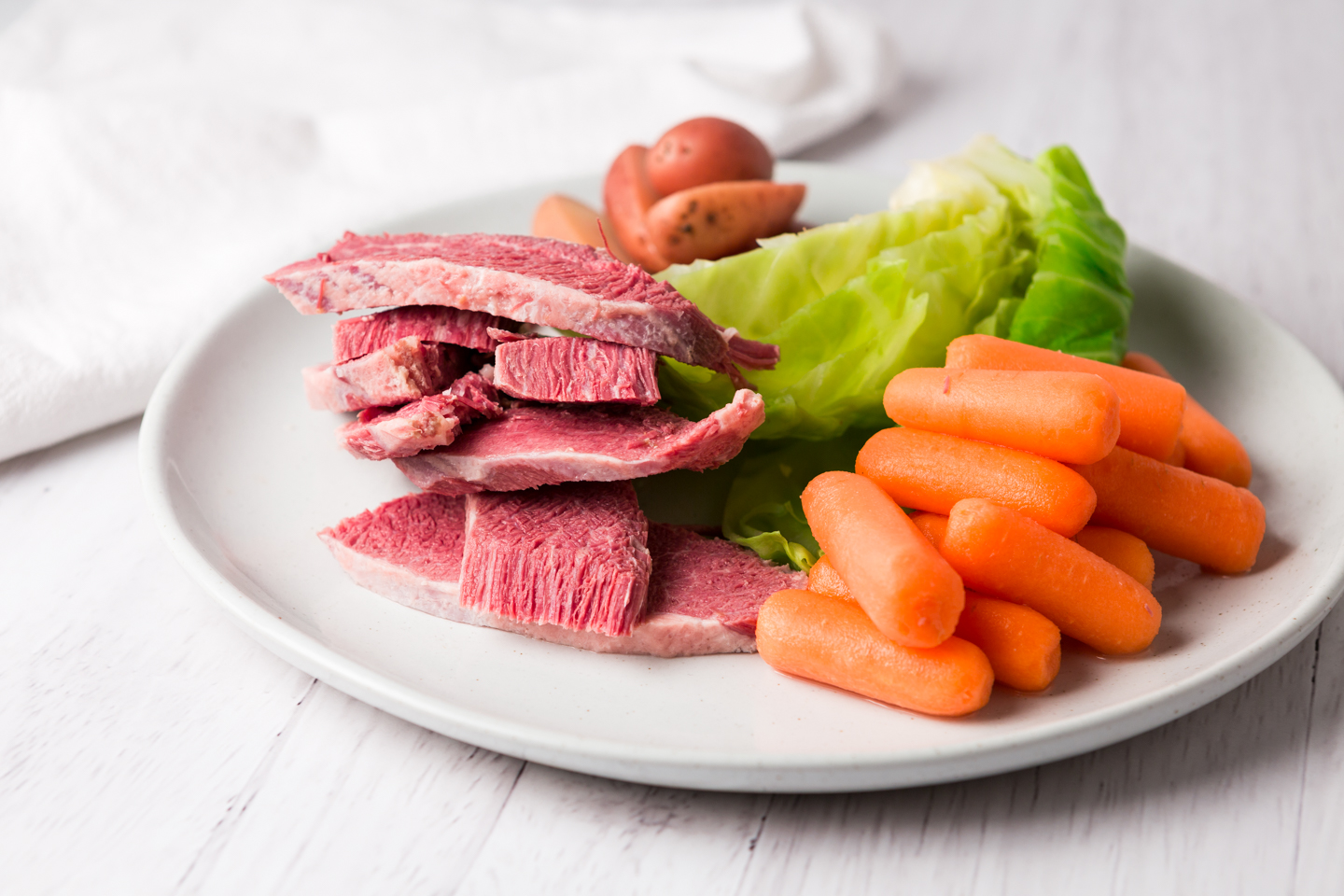 Corned beef with carrots, cabbage and potatoes