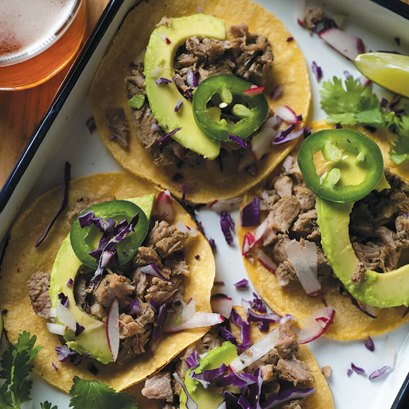 Tacos with meat and avocado 
