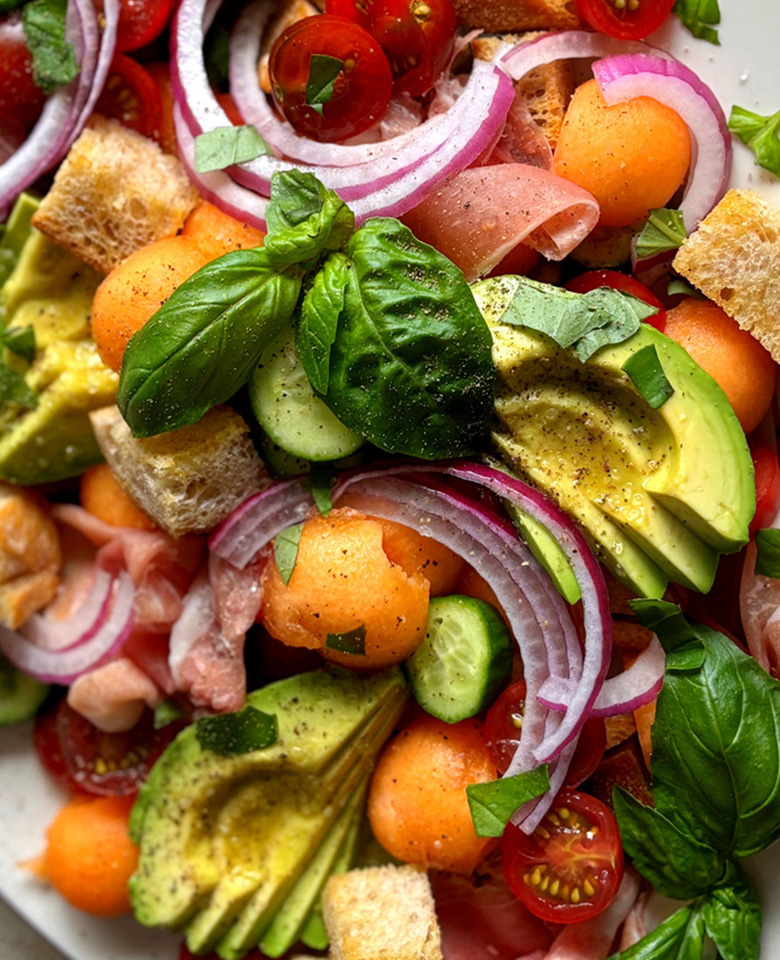 Cantaloupe Panzanella Salad