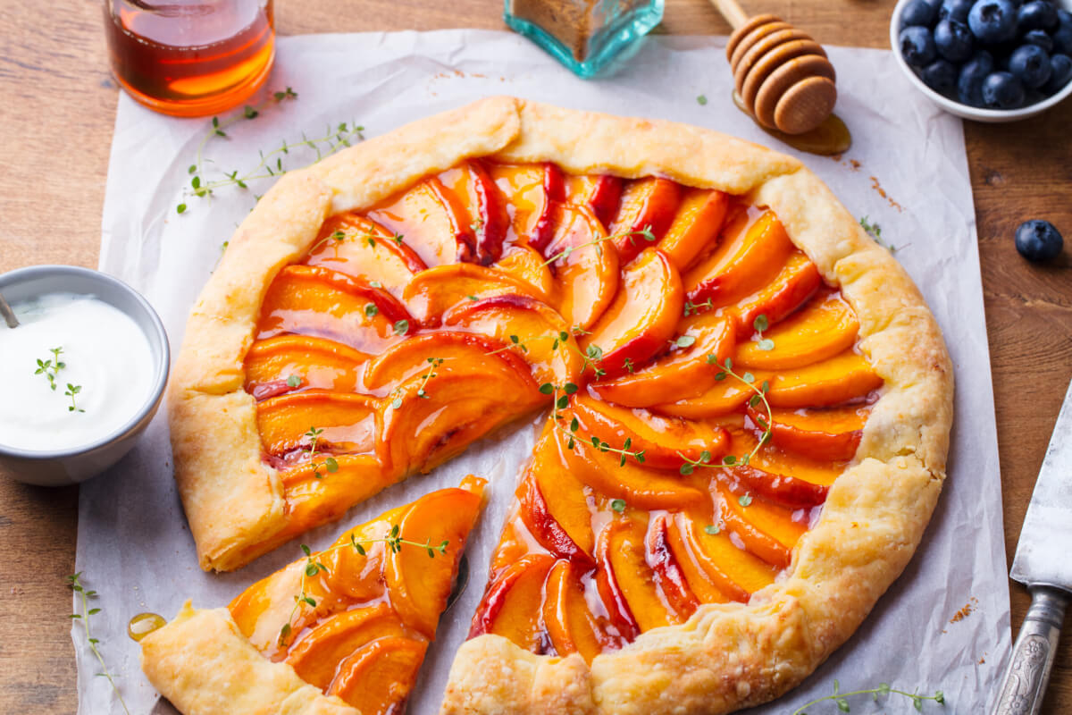 sliced peach galette