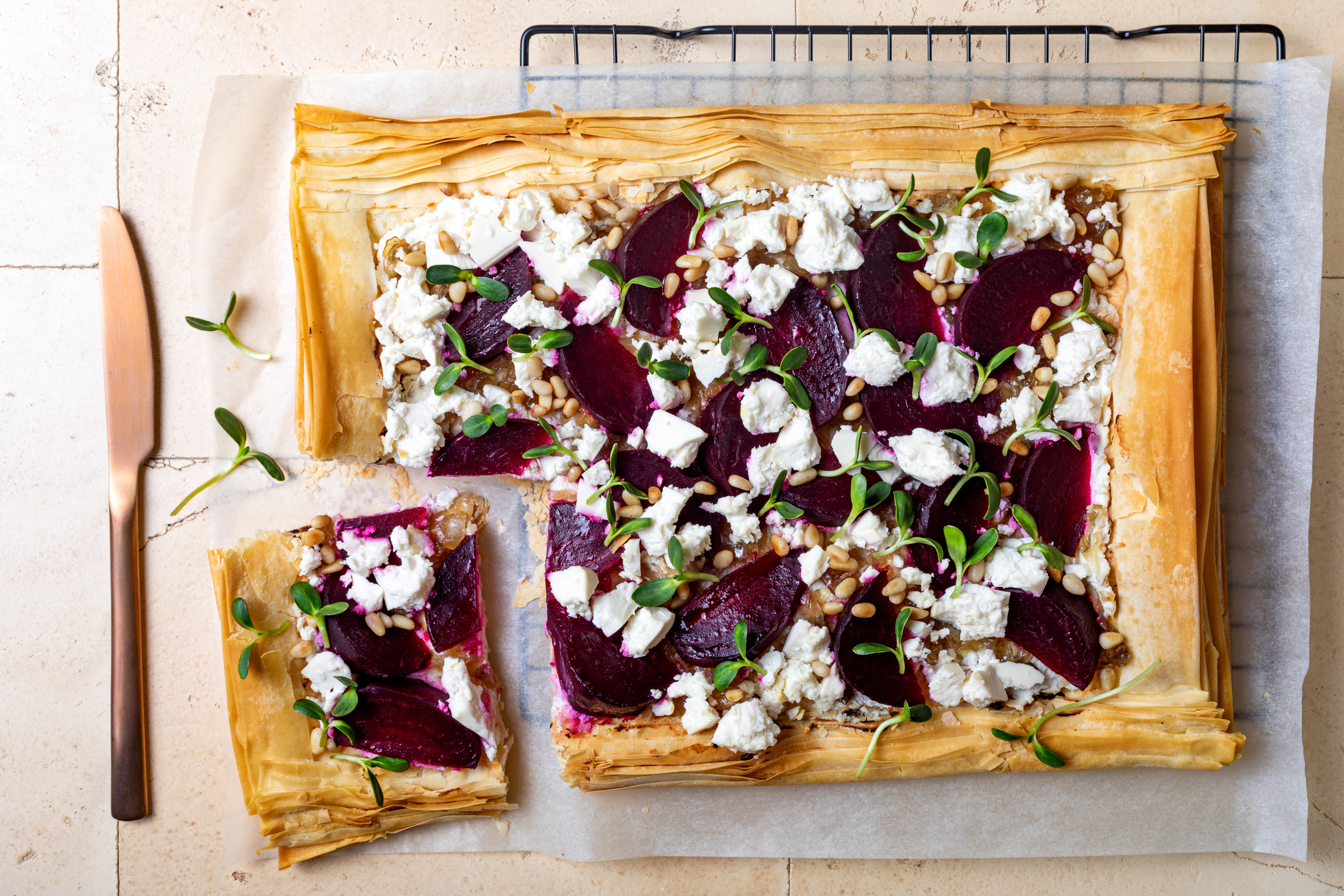 Beetroot and Feta Filo Pizza