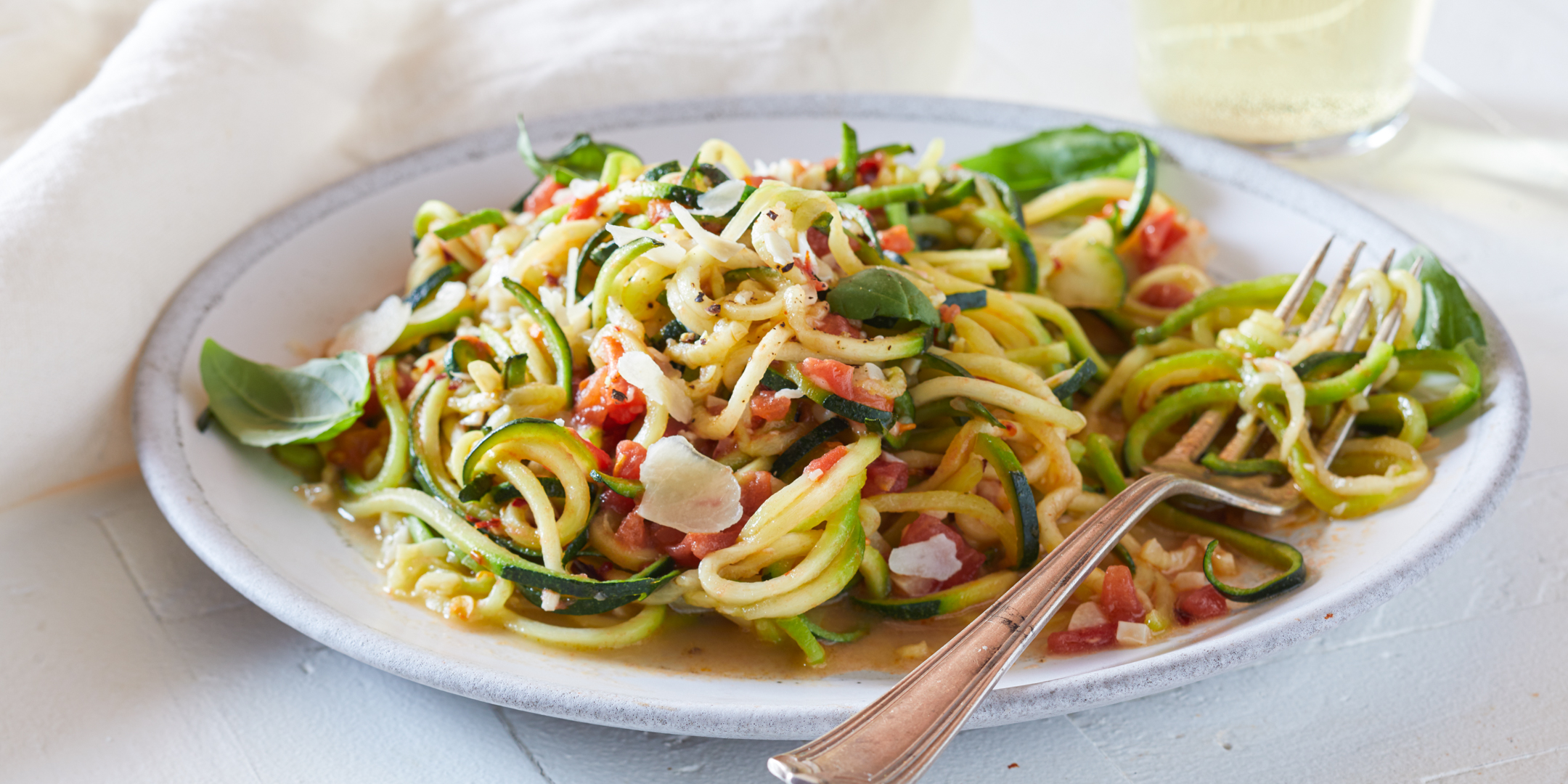 Zucchini Noodles on a Plate