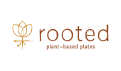 Rooted Plant-Based Plates logo in brown