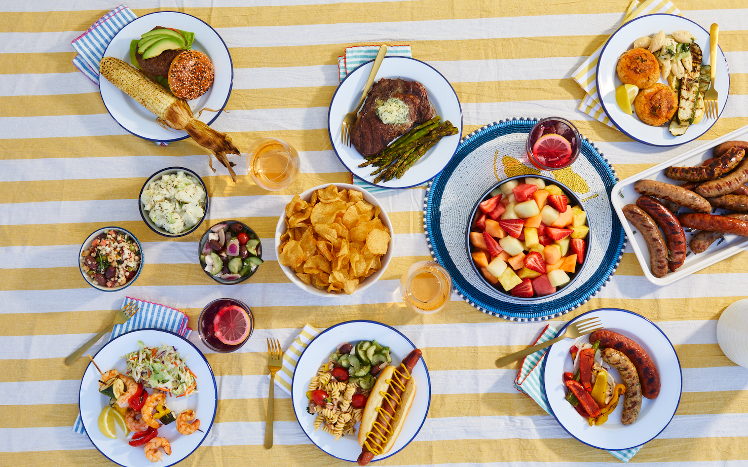 summer table with food 