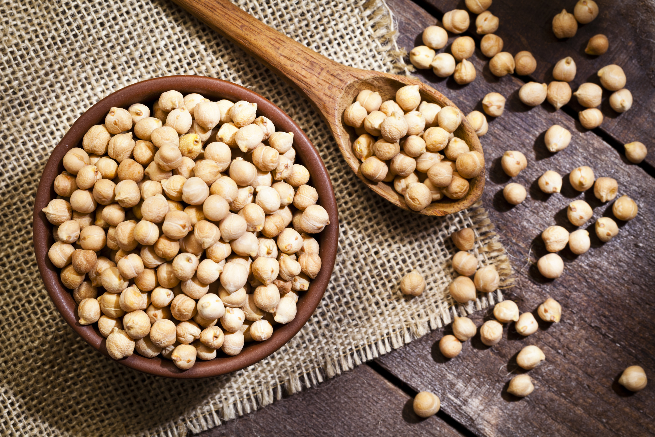 Garbanzo beans on a table