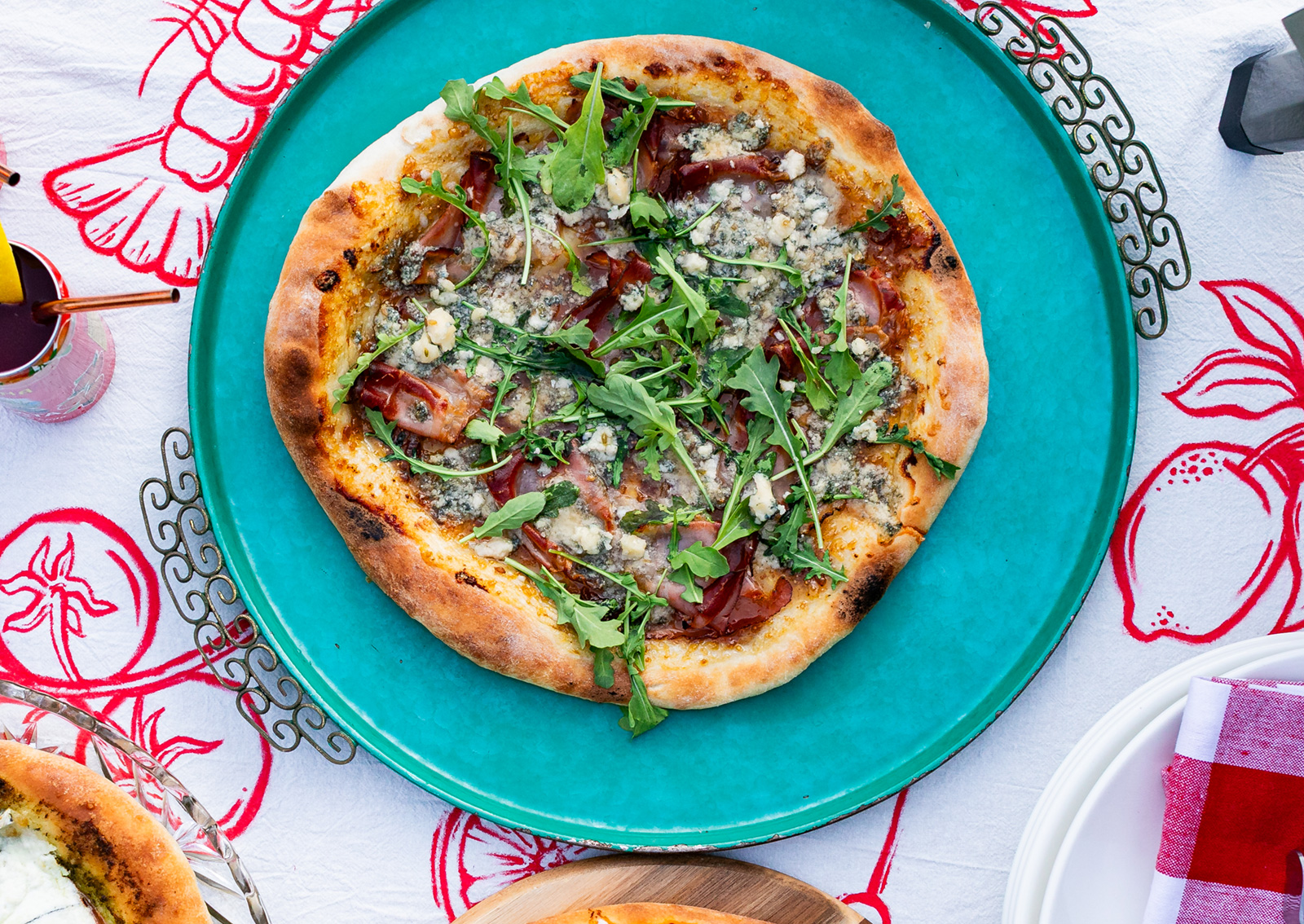 Dalmatia Orange Jam, Blue Cheese, Speck & Arugula Flatbread