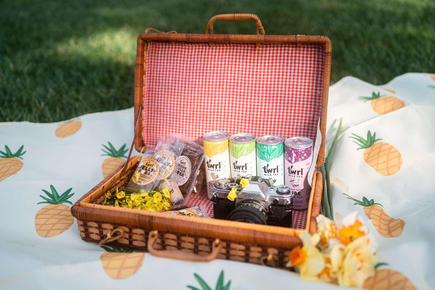 Twrl products in a picnic basket