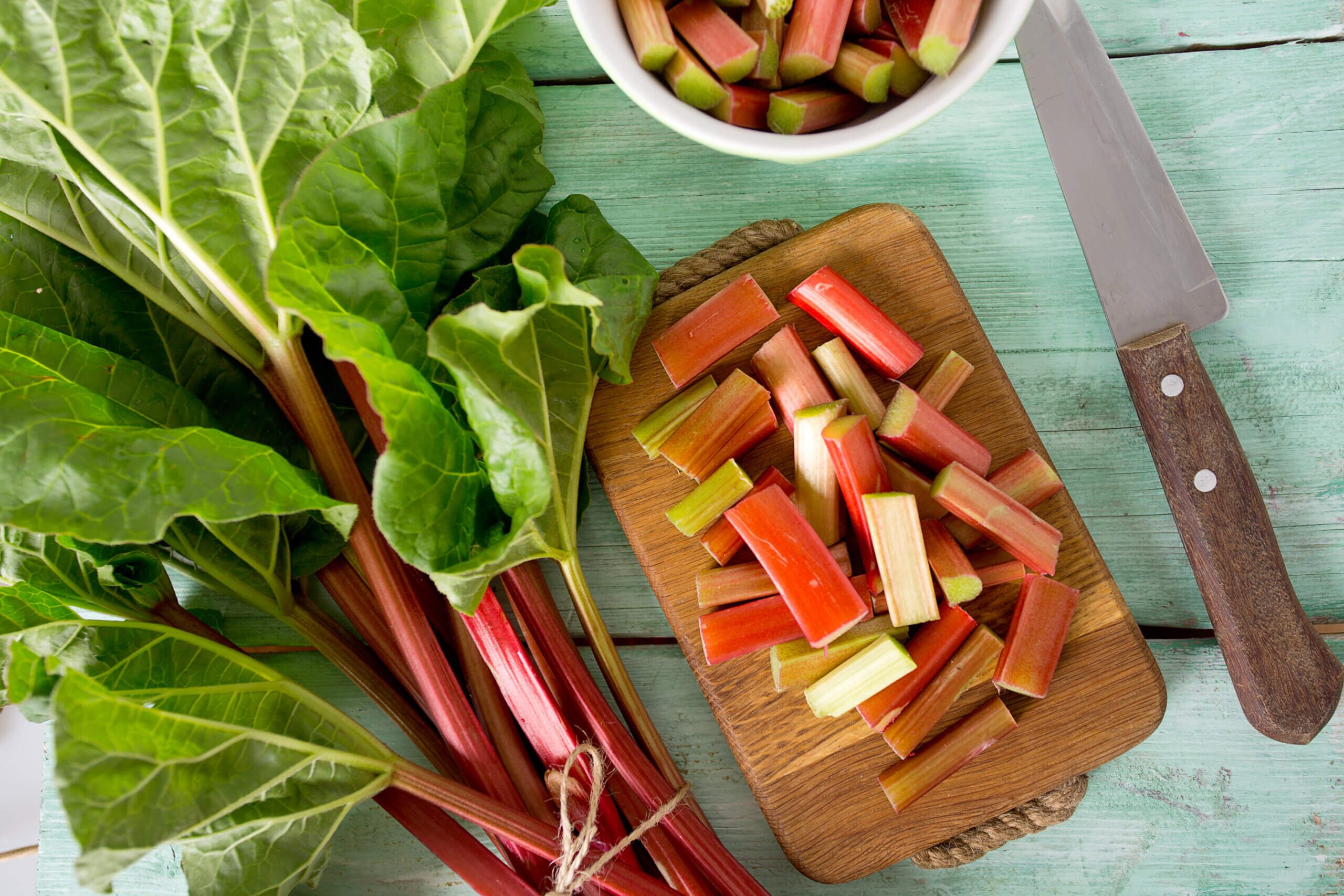 sliced and whole rhubarb