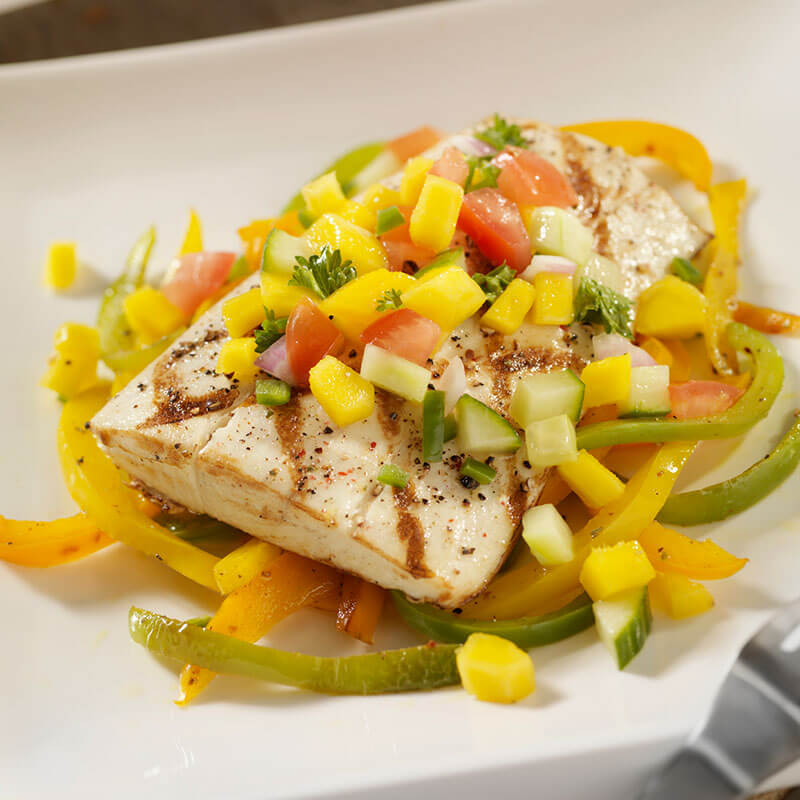 GRILLED HALIBUT WITH PEACH AND PEPPER SALSA | Bristol Farms