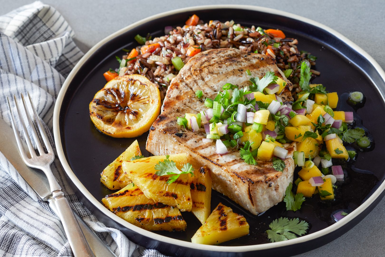 GRILLED SWORDFISH AND MANGO SALSA