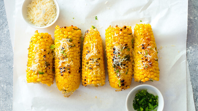 Grilled Corn with Garlic Parmesan Butter