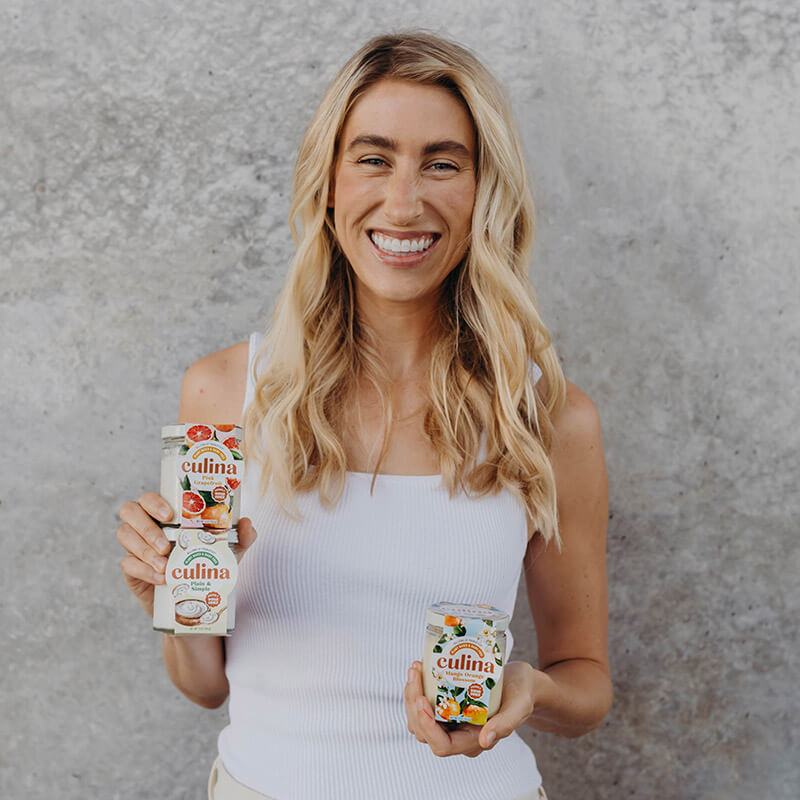 Erin Asaad holding Culina yogurts 