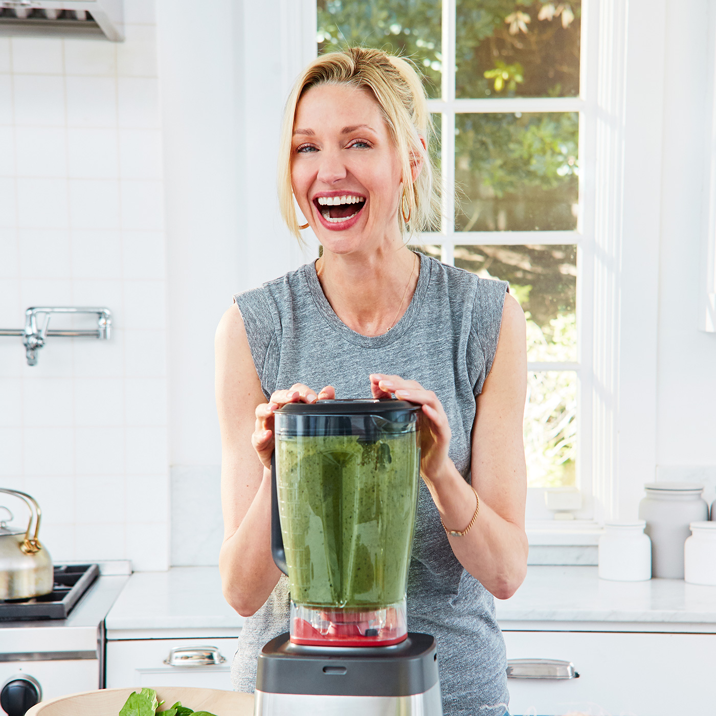 Catherine McCord drinking smoothie