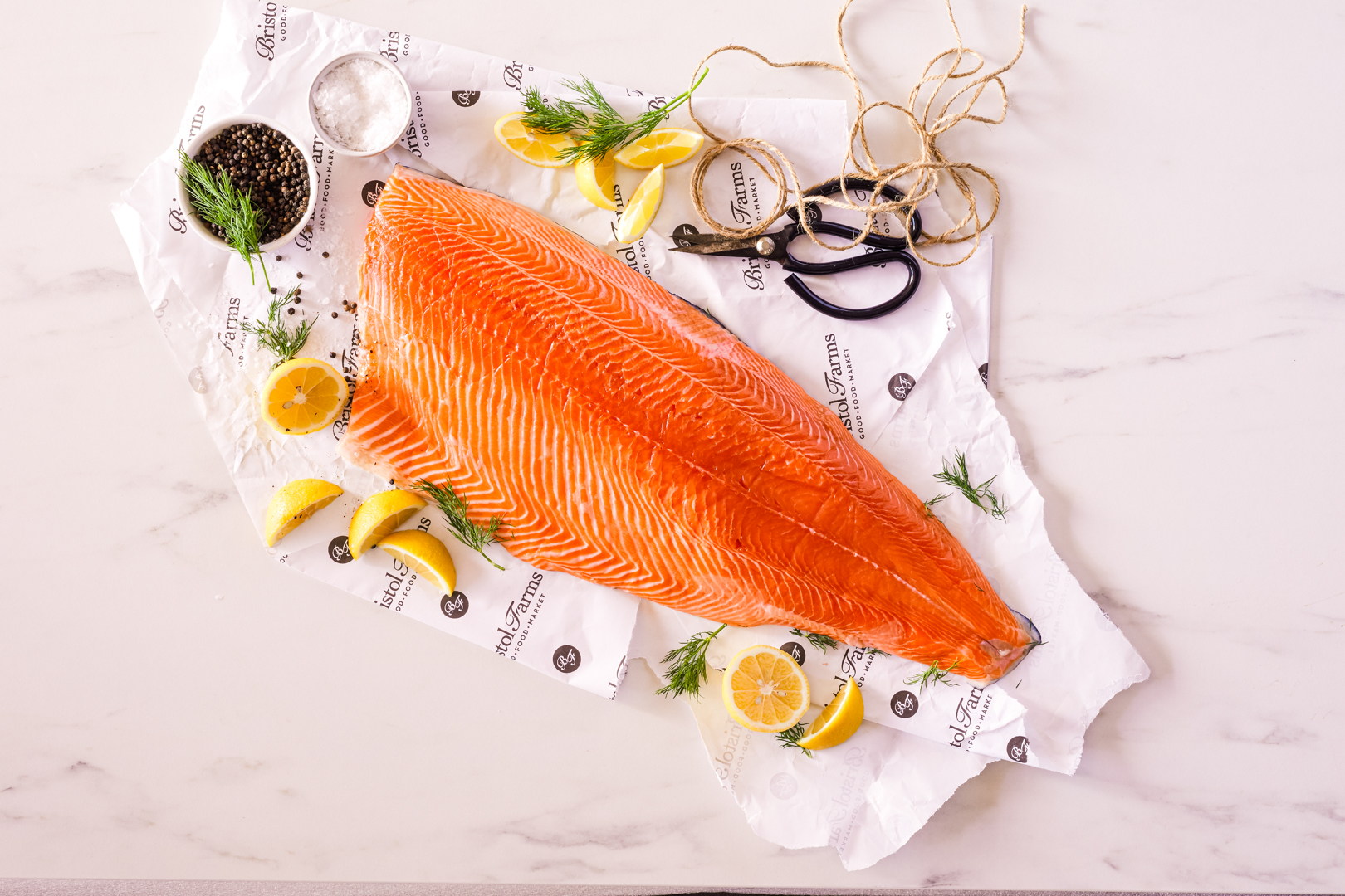 Salmon fillet on butcher paper