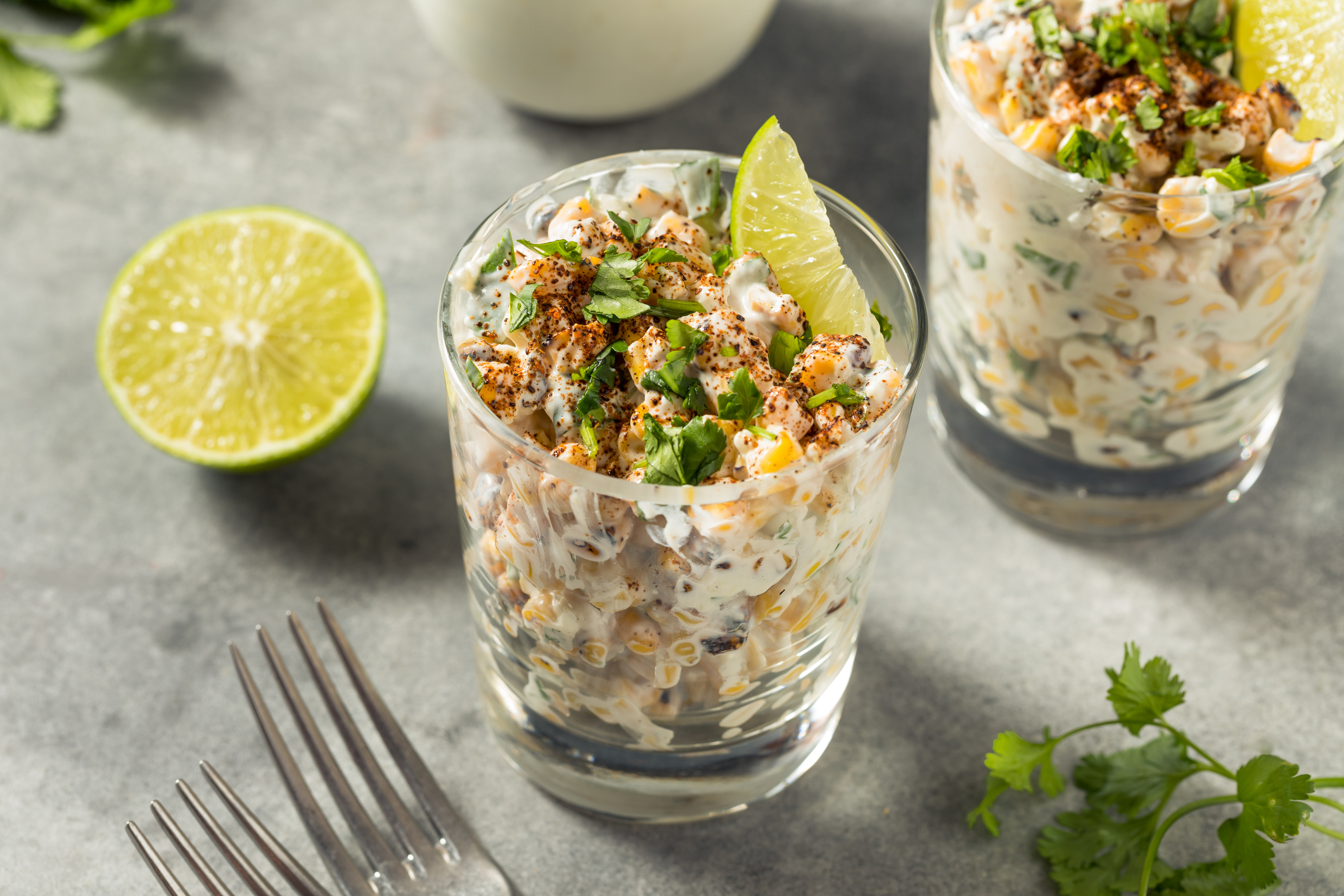 grilled mexican street corn in a cup