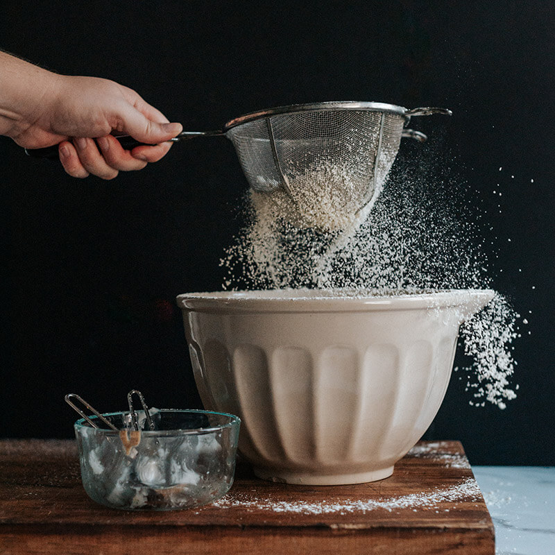 Flour being sifted