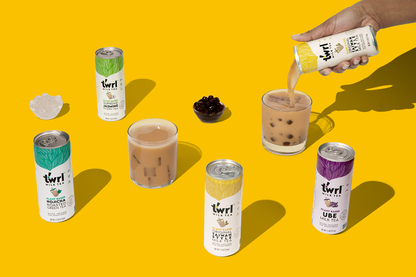 Twrl products on yellow background