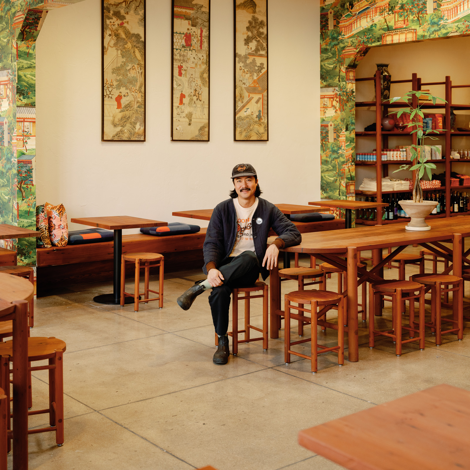 Woon founder relaxing in chair
