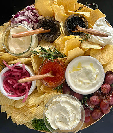 Caviar and Potato Chip Appetizer Board