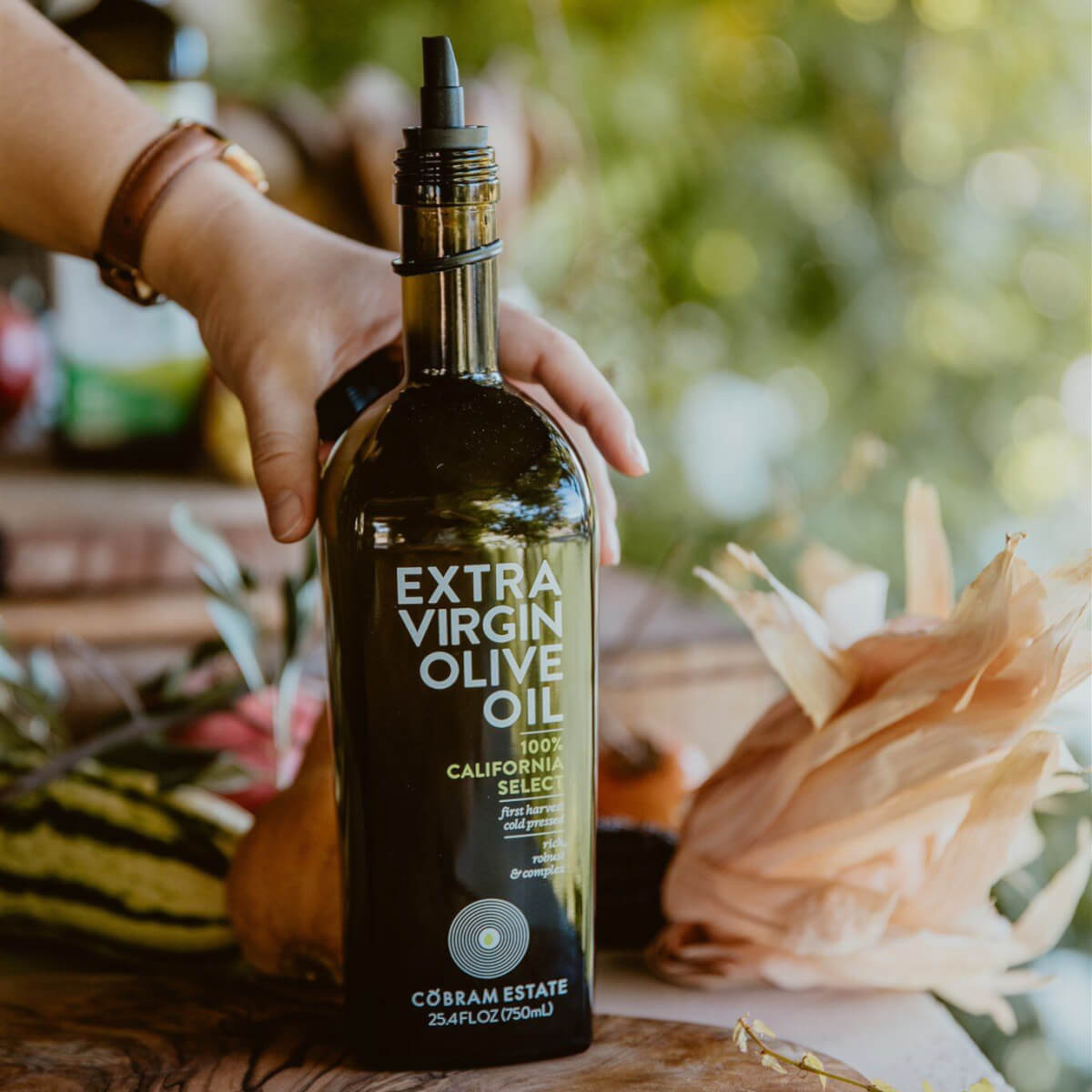 Bottle of extra virgin olive oil 