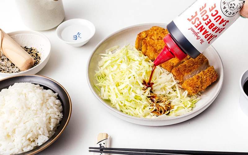Katsu chicken bowl with barbecue sauce